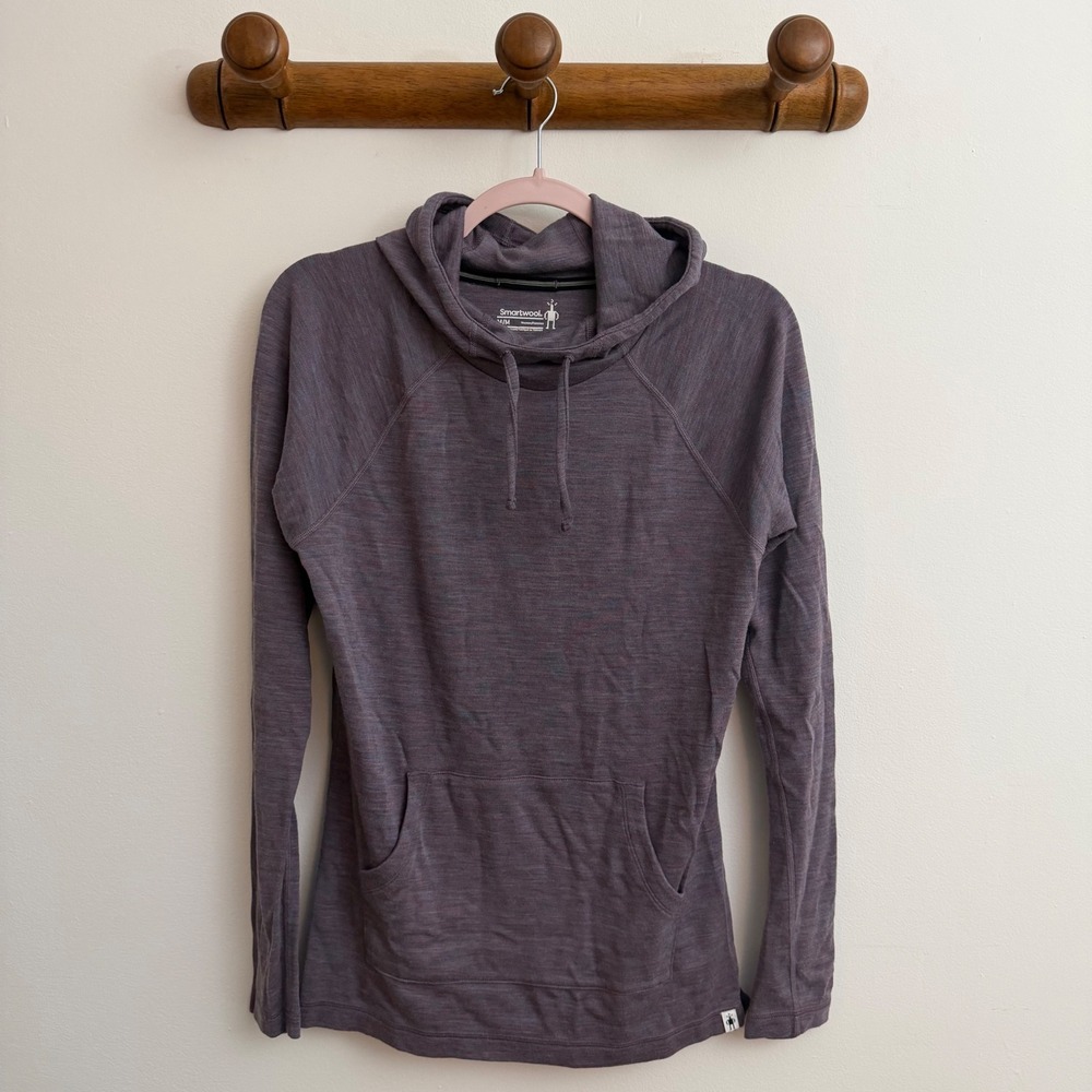 Smartwool Women Purple Merino Wool Cowl Neck Hoodie SW019244 Medium
